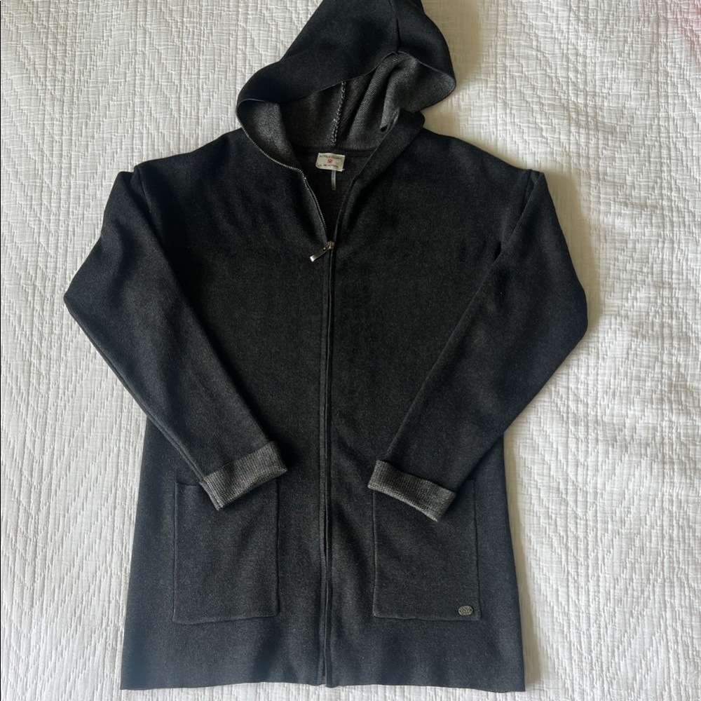Sioni Women’s Athleisure Heathered Dark Grey Hooded Zip Up Jacket